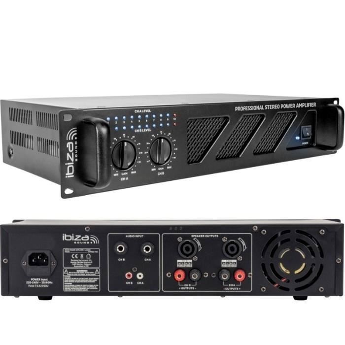 Pack Sono Ibiza Sound 7000W Total 2 Enceintes Bm Sonic 2000W - Ampli Ventilé 3000W - Câbles