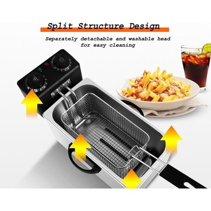 Friteuse Acier Inoxydable 3L Avec Filtre à Huile - Marmite Japonaise Anti-Adhésive - Pour Cuisine Maison