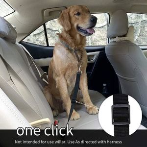 Ceinture De Sécurité Pour Chien 60 Cm - Acier Carbone Anti-Mastication Avec Double Clip (Noir)