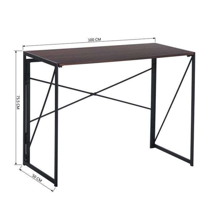 Table à Manger Pliante 100x50x75 Cm - Chêne, Cadre Métal, Pas De Montage, Idéale Petits Espaces, Cuisine, Salle à Manger