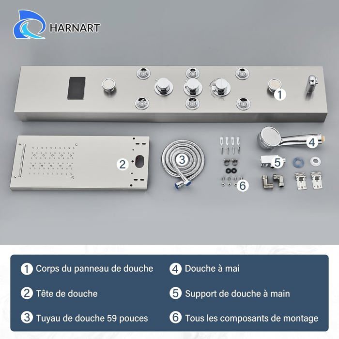 Colonne De Douche Ronde LED Cascada Showers - Noire, 8 Jets Massants, Thermostatique (neuf)