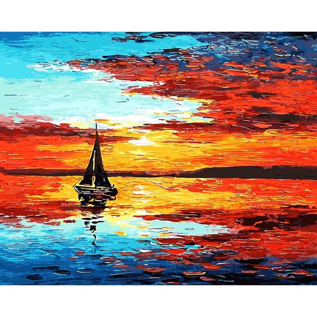 Diy Peinture Par Numéros Coucher De Soleil Paysage Marin