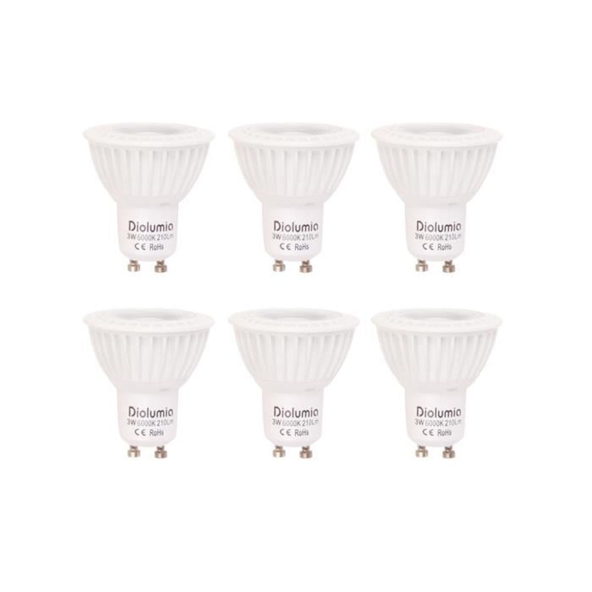 Lot de 10 Blanc chaud 3000K Ampoule LED GU10 /ø50x57-3W avec une luminosit/é de 25W 210 lm 110/° Angle de faisceau ZoneLED SET