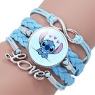 Bracelet - PashaSHOP® - Lilo et Stitch - Cuir bleu - Réglable - Fantaisie