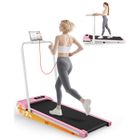 Tapis de marche - DSKEUZEEW - 3 en 1 - Inclinaison 7% - Vitesse 1-8 km/h - Pliable - Rose