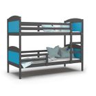 KIDS LITERIE Lit Superposé Mati 90x190 Gris - bleu Livré avec sommiers