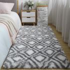 GOGOLOVING Tapis de Salon Shaggy 120 x 160cm Motif en Maille Gris-Blanc