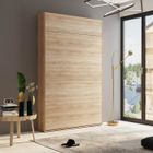 INSIDE 75 Lit escamotable STUDIO chêne Couchage 140*200 cm Ouverture assistée et pied automatique blanc bois Inside75