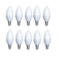 Lot de 10 ampoules LED 6W flamme lumiere chaud 2700K 470lm culot E14 230V opaque non-dimmable AIRIS LEDFLAMME6W