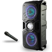 Enceinte Bluetooth Portable Lauson LLX33 avec Lumiere Multicolore LED - Blanc - Noir - 35W - Radio FM - Karaoké