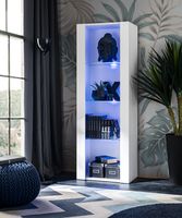 Vitrine armoire Tivoli Komodee - LED bleues - Blanc Mat & Blanc - L55cm x H159cm x P35cm