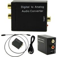 Adaptateur de convertisseur Audio coaxial optique numérique vers analogique RCA L / R avec câble à fibre et câble USB et châssis pri
