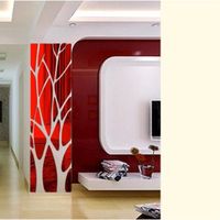 Kalavika 3D Stickers Muraux Miroir Autocollant Mural Décoration Murale en Acrylique Chambre et Salons, Rouge, 135x37cm