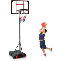 COSTWAY Panier de Basket-ball-Hauteur Réglable 193 à 248 cm-2 Roues-Base Remplissable Sable,Eau-Panneau Arrière Incassable-Enfants
