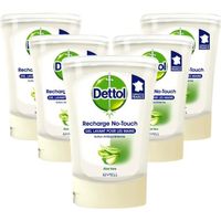 Dettol Recharge No-Touch Savon Antibactérien liquide Main Aloe Vera Action Nettoyante, La Recharge de 250 ml, Lot de 5