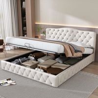 Lit coffre - MODERNLUXE - 180x200 cm - Tête de lit réglable - Blanc