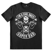 T-Shirt Noir Homme Papa Motard | I'm a cool biker Super Dad taille 4XL