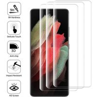 Pour Samsung Galaxy S21 Ultra 5G 6.8": Lot- pack de 3 Films Protection écran VERRE Trempé Bord Incurvé Resistant - Transparent