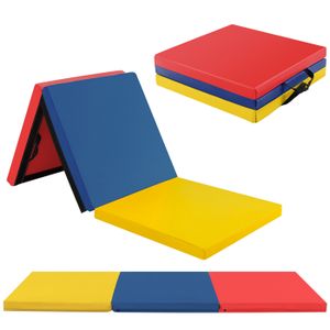 Tapis De Sport Pliable 3 Volets 180x60x5 Cm - Rembourrage EPE Haute Densité, Housse Cuir Imperméable, Poignées Et Attaches Connectables, Pour Yoga Et Fitness à Domicile