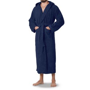 Robe De Chambre Homme Luxe En Laine Et Cachemire (80/20) - Col Châle - Bleu - Taille Regular - Neuf Avec étiquettes