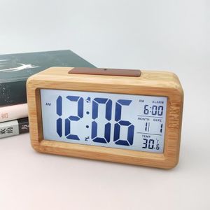 Radio réveil Réveil numérique en bois, affiche l'heure, la Date