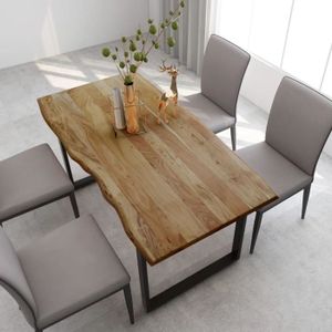 YSEULT - Table à manger ovale 6 personnes 180x90cm bois peuplier couleur  naturelle