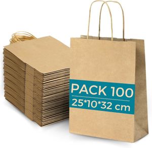 100 Petits Sacs De Papier Kraft Blanc
