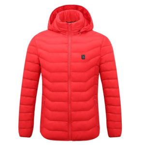 MANTEAU couleur rouge taille 2L Veste chauffante à capuche pour femmes et hommes, gilet d'extérieur + veste d'hiver,