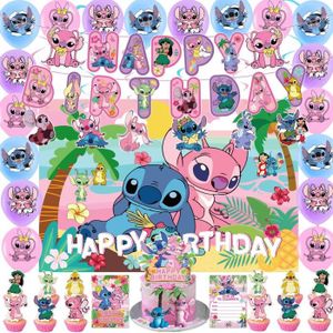 78 pièces fournitures de fête d'anniversaire pour Lilo et Stitch comprend  une bannière de fête