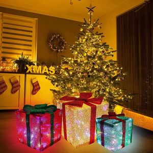 COFFRET DE DÉCORATION Dioche Boîtes Cadeaux Lumineuses de Noël avec Motif Flocon de Neige pour Décoration Intérieure et Extérieure - Réutilisables et