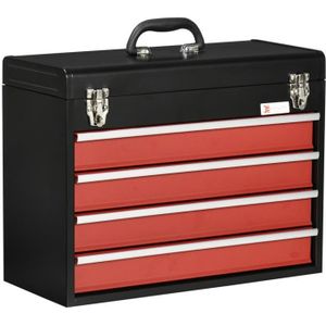 EBERTH EBERTH Boîte à outils en métal sans outils 3 tiroirs rouge 