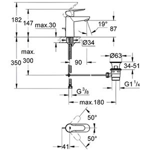 ROBINETTERIE SDB Mitigeur monocommande pour lavabo GROHE bauEdge 23328 - Chrome - Fixe, Monotrou, Economie d'eau