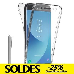 COQUE - BUMPER Pour Samsung Galaxy J5 Pro (2017) : Coque Silicone Gel ultra mince 360° protection intégrale Avant et Arrière + Stylet - TRANSPARENT