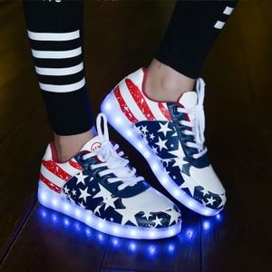 BASKET Sneakers LED clignotantes avec motif étoile - Blan