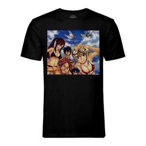 T-SHIRT T-shirt Homme Col Rond Noir Fairy Tail Manga Natsu