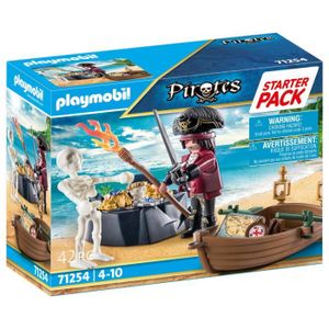 UNIVERS MINIATURE PLAYMOBIL - 71254 - Les Pirates - Starter Pack Pirate et barque - 42 pièces - Pour enfants de 4 ans et plus
