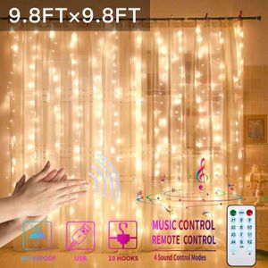 Kohree Guirlande Rideau Lumineux USB 3x3m 300 LEDs Blanc Chaud avec T/él/écommande Minuterie pour D/écoration de F/ête Mariage Anniversaire Chambre Terrasse
