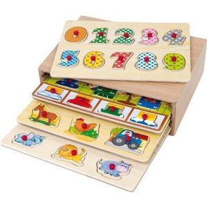 PUZZLE Casier 4 Puzzles en Bois - WDK PARTNER - Animaux, 