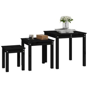TABLE GIGOGNE WXS - Tables gigognes 3 pcs Noir Bois de pin massi