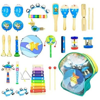 Kit D'Instruments De Musique Montessori En Bois – Xylophone, Tambourin, Maracas – Dès 3 Ans