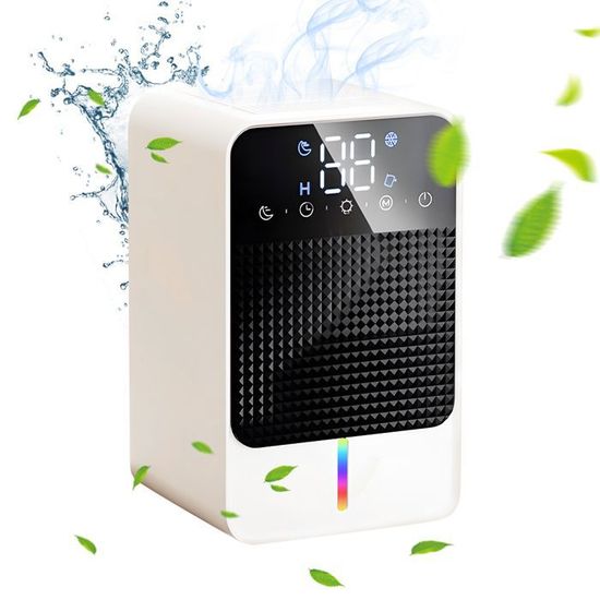 Déshumidificateur Électrique WAROUS 2500ML - Ultra Silencieux, Timer 24H, LED Multicolores - Idéal Salle De Bain, Chambre, Armoire