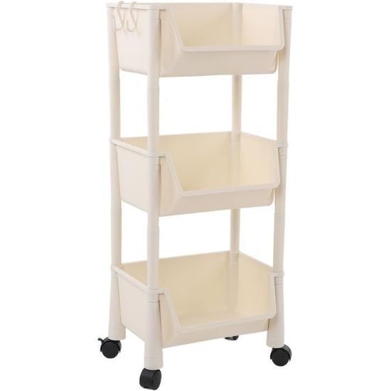 Elaine Mercure Chariots Roulants Avec Roulettes, Petit Organisateur De Rangement De Cuisine Chariot Mobile Amovible A 3 Niveaux Avec Tablette En Bambou Etagere Multifonctionnelle Eapn3690
