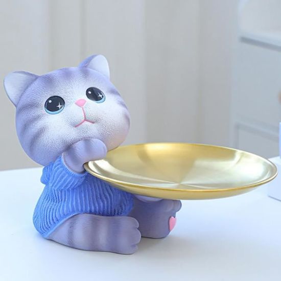 Boîte Rangement Clés En Résine Chat Qui Rit - Figurine Décorative Plateau Bureau - Organisateur Porte-clés Et Accessoires - 10