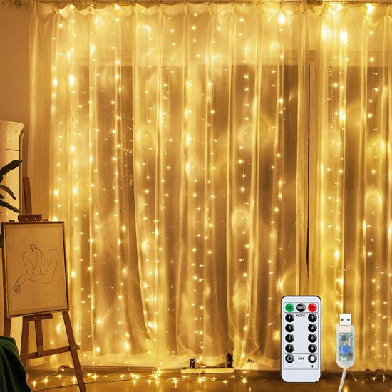 Guirlande Lumineuse-Rideau Lumineux USB 300 LED - 3m*3m - 8 Modes  d'Eclairage - Cdiscount Maison