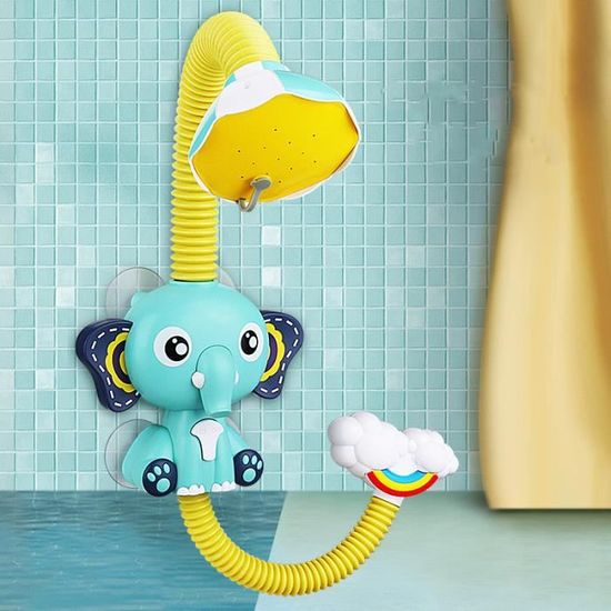 Jouet de bain électrique Éléphant Bébé Douche - Bleu - ABS - 360