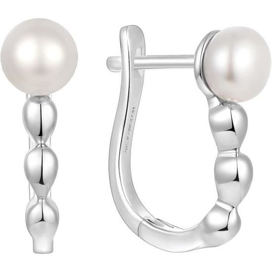 Boucles D'oreilles Dormeuses En Argent 925 Massive - Rond Avec CZ Blanc Et Feuille SA2