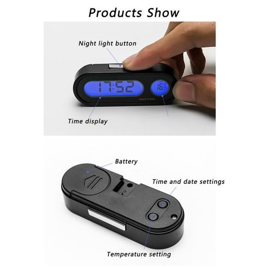 Thermomètre De Voiture - DILWE - Modèle Compact - Affichage Numérique - Rétro-éclairage - Plage