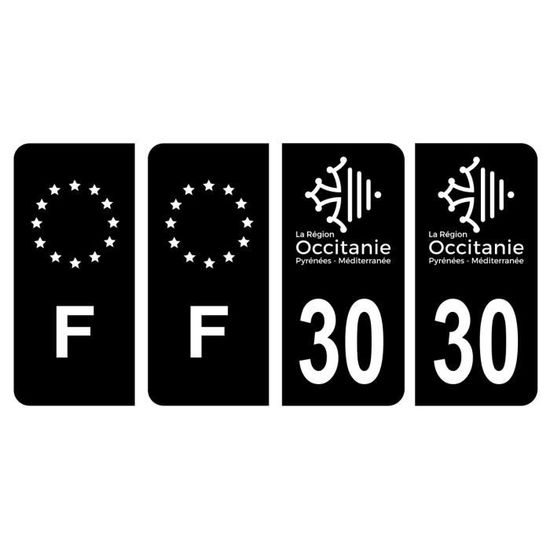 Lot De 4 Autocollants Logo Gard Noir - Pour Plaque D'immatriculation Ou Décoration Auto