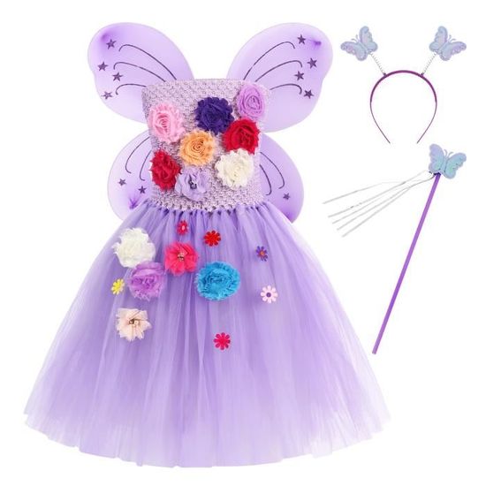 Déguisement Princesse Fille Encanto Isabela - JUREBECIA - Robe Papillon Fleurs Tutu Tulle