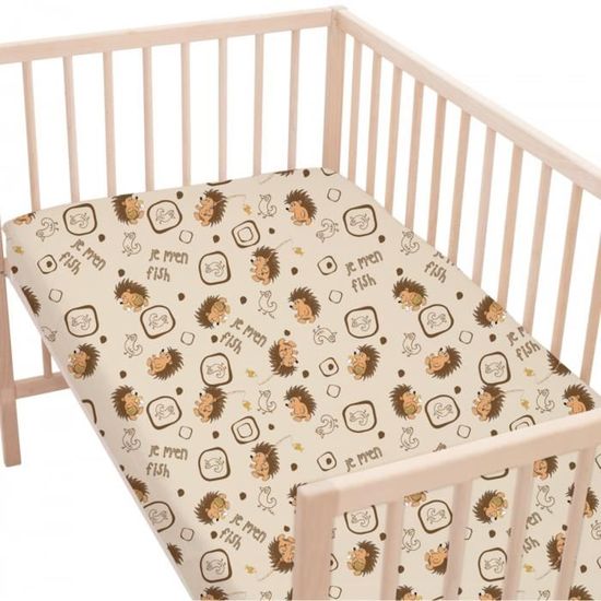 TROLLDOM Drap housse pour lit bébé, motif hérisson/blanc, 60x120